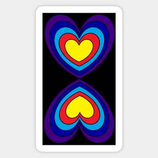 Mirror Image Rainbow Hearts on Black Sticker